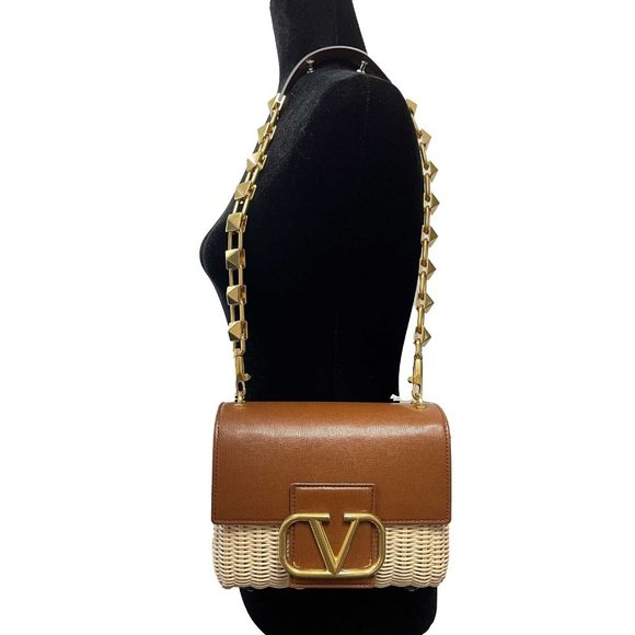 Valentino Garavani - NEW Stud Sign Wicker Shoulder Bag w/ Removable Strap - Picture 11 of 16